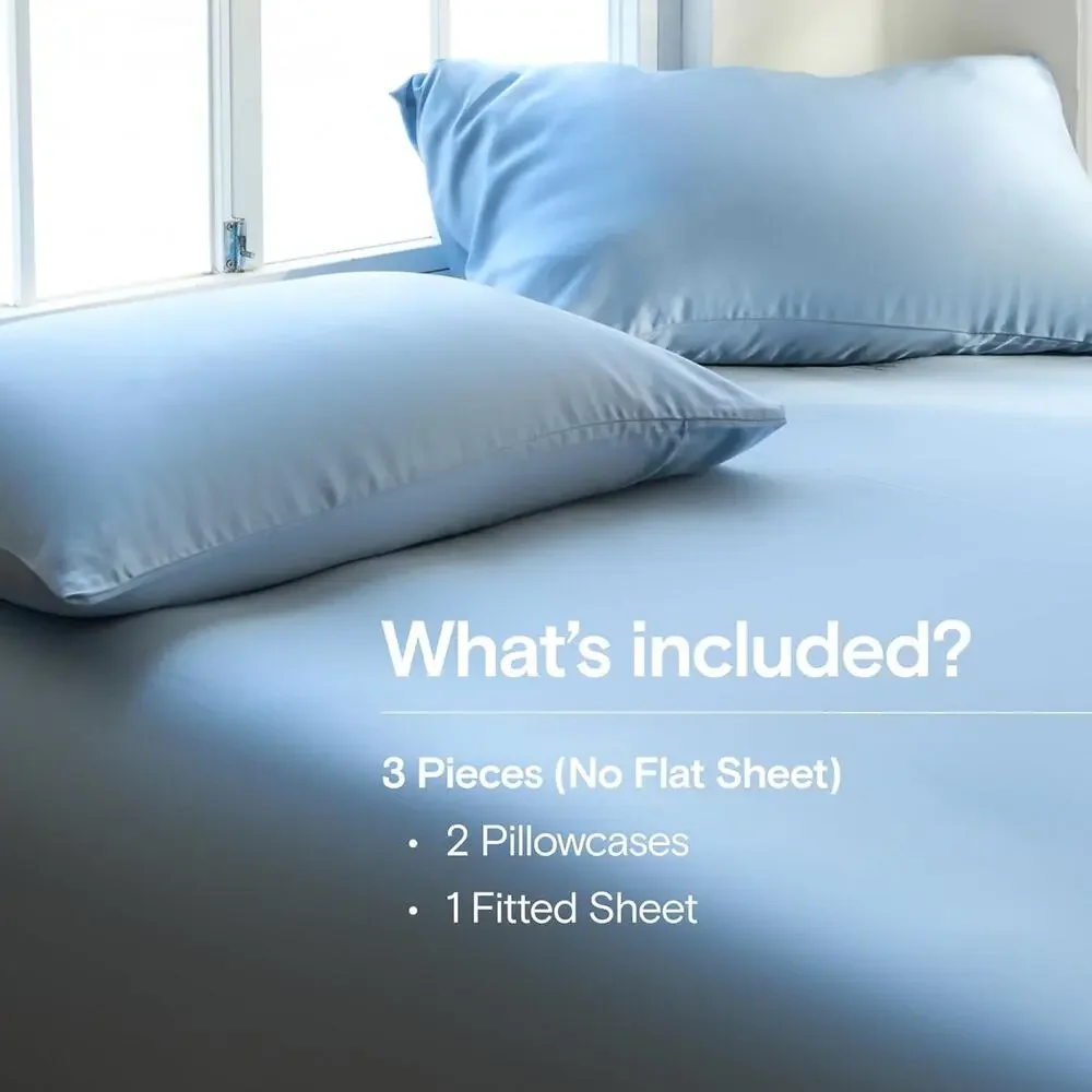 NWT Sijo DOZ Bamboo Sheet Set 3 PC -2 Pillowcases 1 Fitted Sheet Blue Cali King